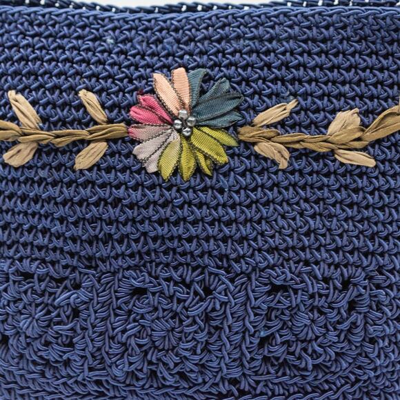 Vintage Crochet Clutch Bag With Ribbon Embroidery - Picture 8 of 11